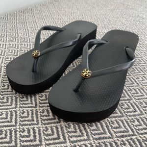 Tory Burch Platform Wedge Flip Flops Size 5.5